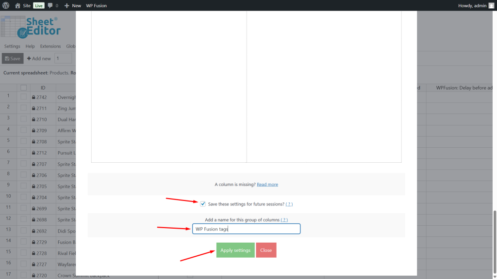 WooCommerce: How to Bulk Edit WP Fusion Product Tags - WP Sheet Editor