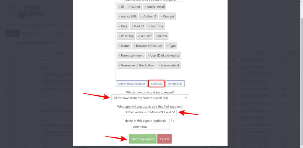 WordPress - How to Export / Import Post Comments - WP Sheet Editor