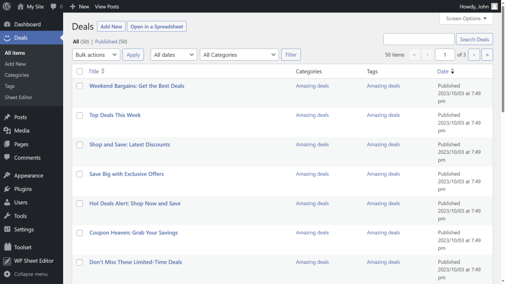 Toolset Types - How to Export and Import with Google Sheets - WP Sheet ...