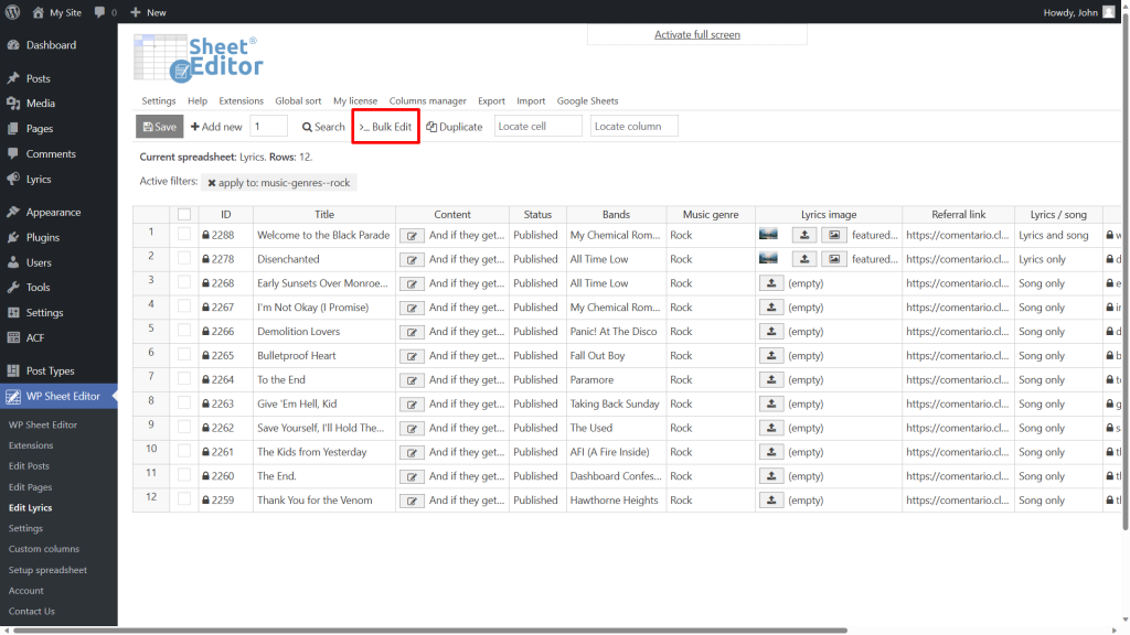 Custom Post Type Maker - Bulk Edit Content in a Spreadsheet