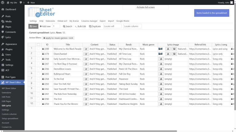 Custom Post Type Maker - Bulk Edit Content in a Spreadsheet
