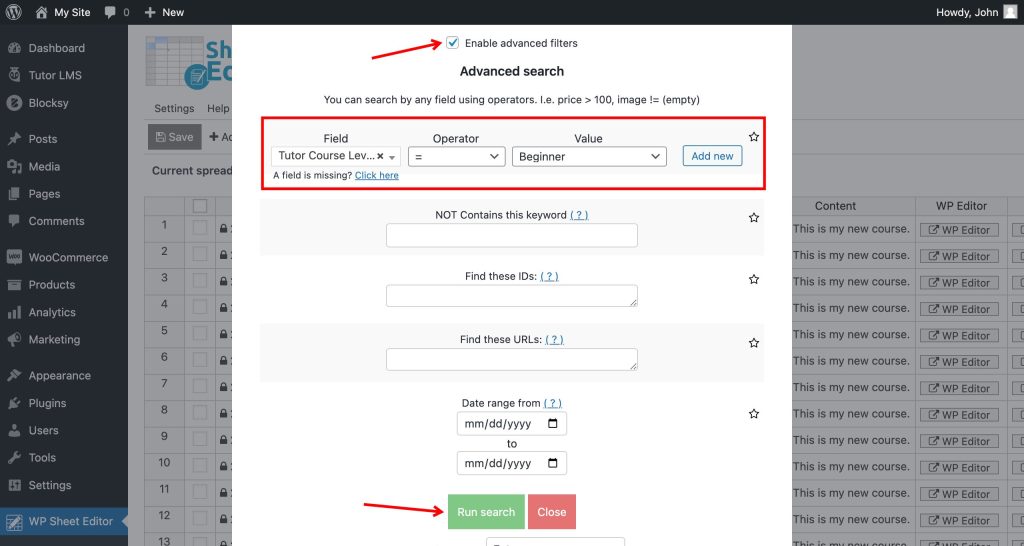 Tutor LMS - How to Bulk Edit Courses in a Spreadsheet - WP Sheet Editor
