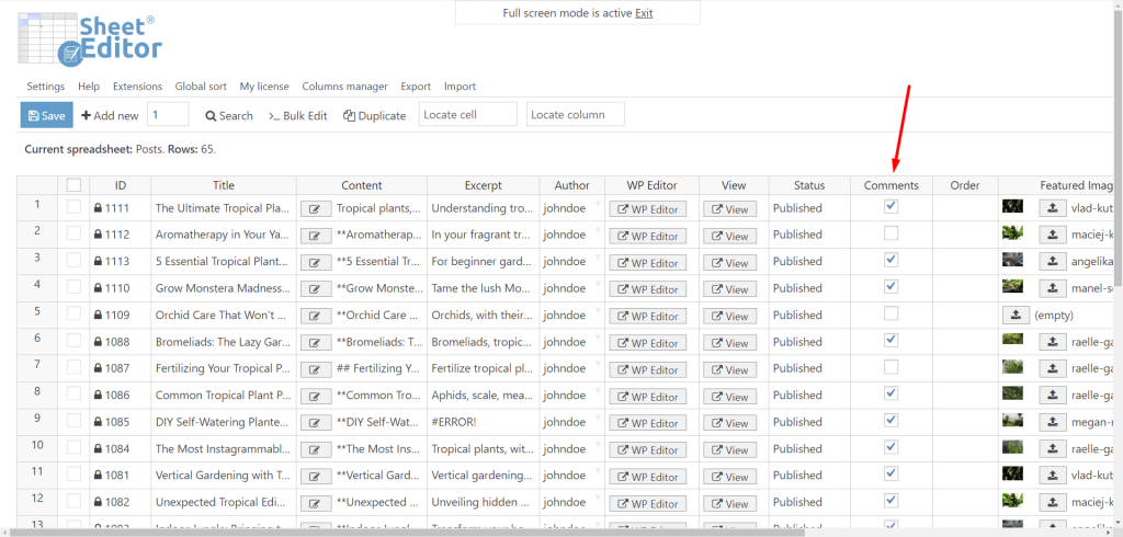 WordPress: Bulk Edit Posts, Pages and Custom Post Types - WP Sheet Editor