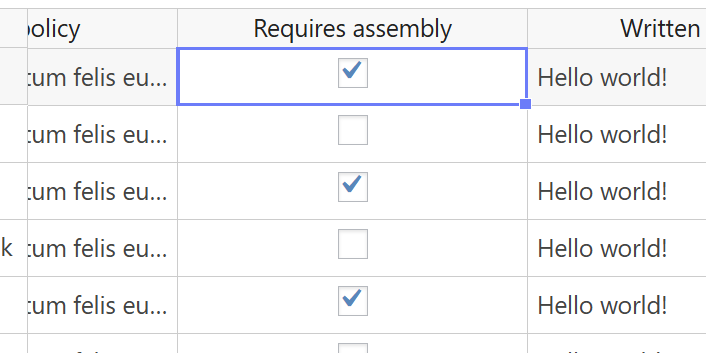 Checkbox, True / False