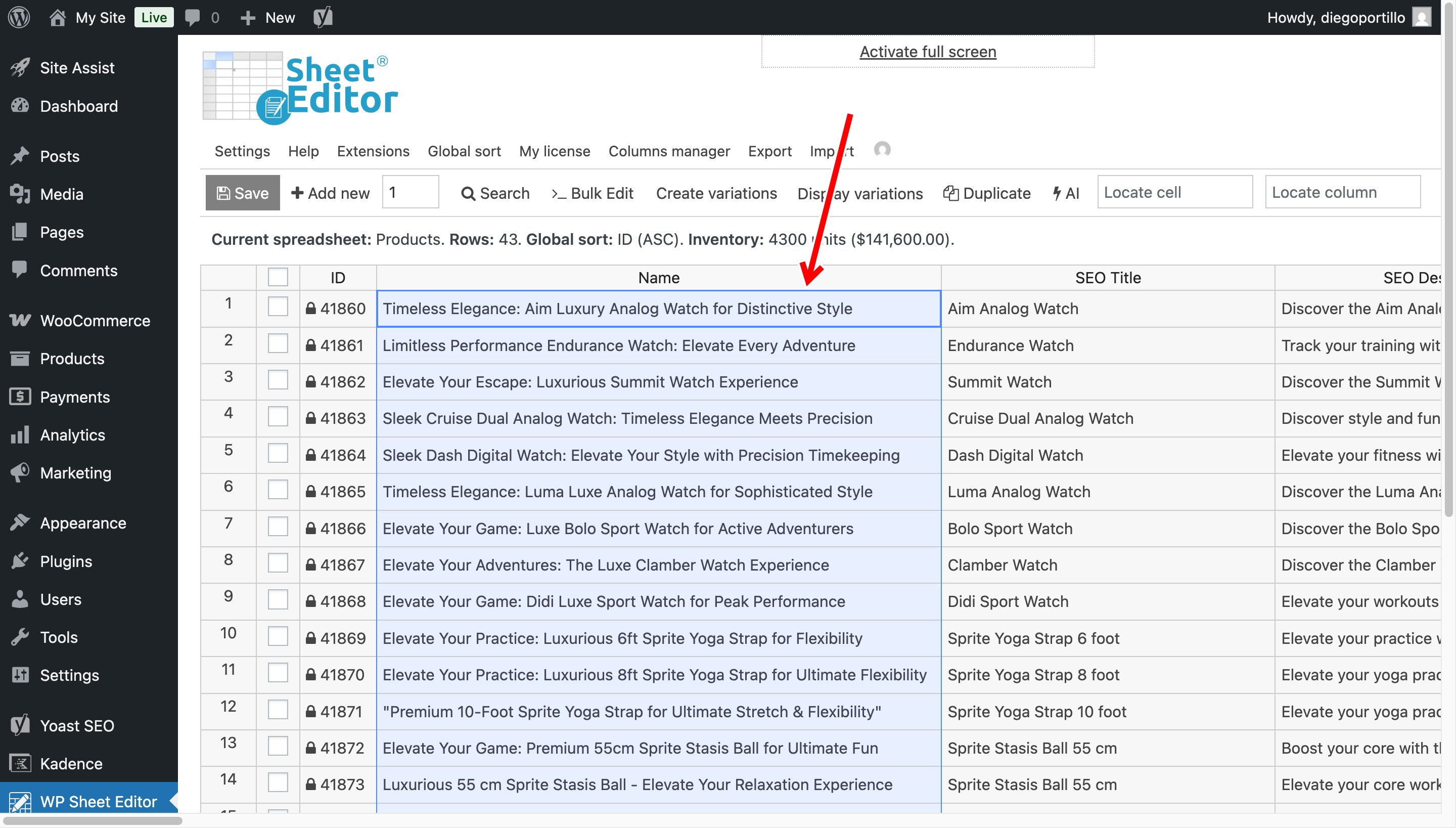 woocommerce rewrite product titles with ai