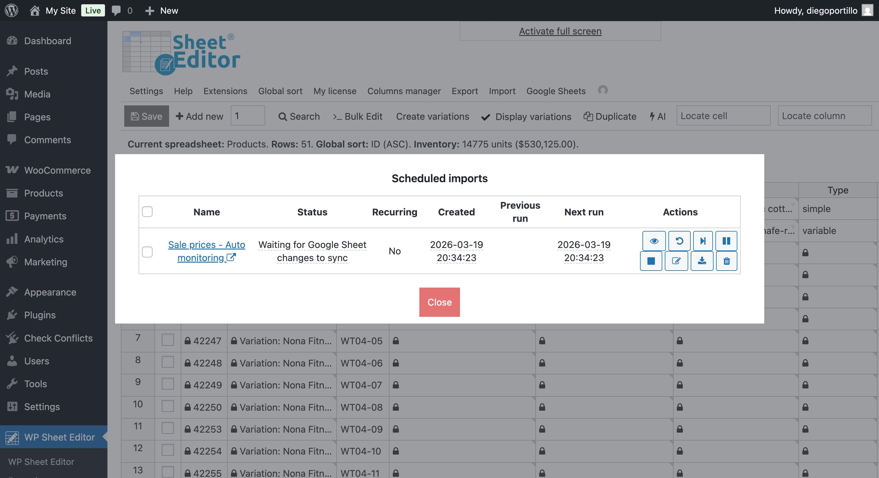 woocommerce manage sale prices in google sheets
