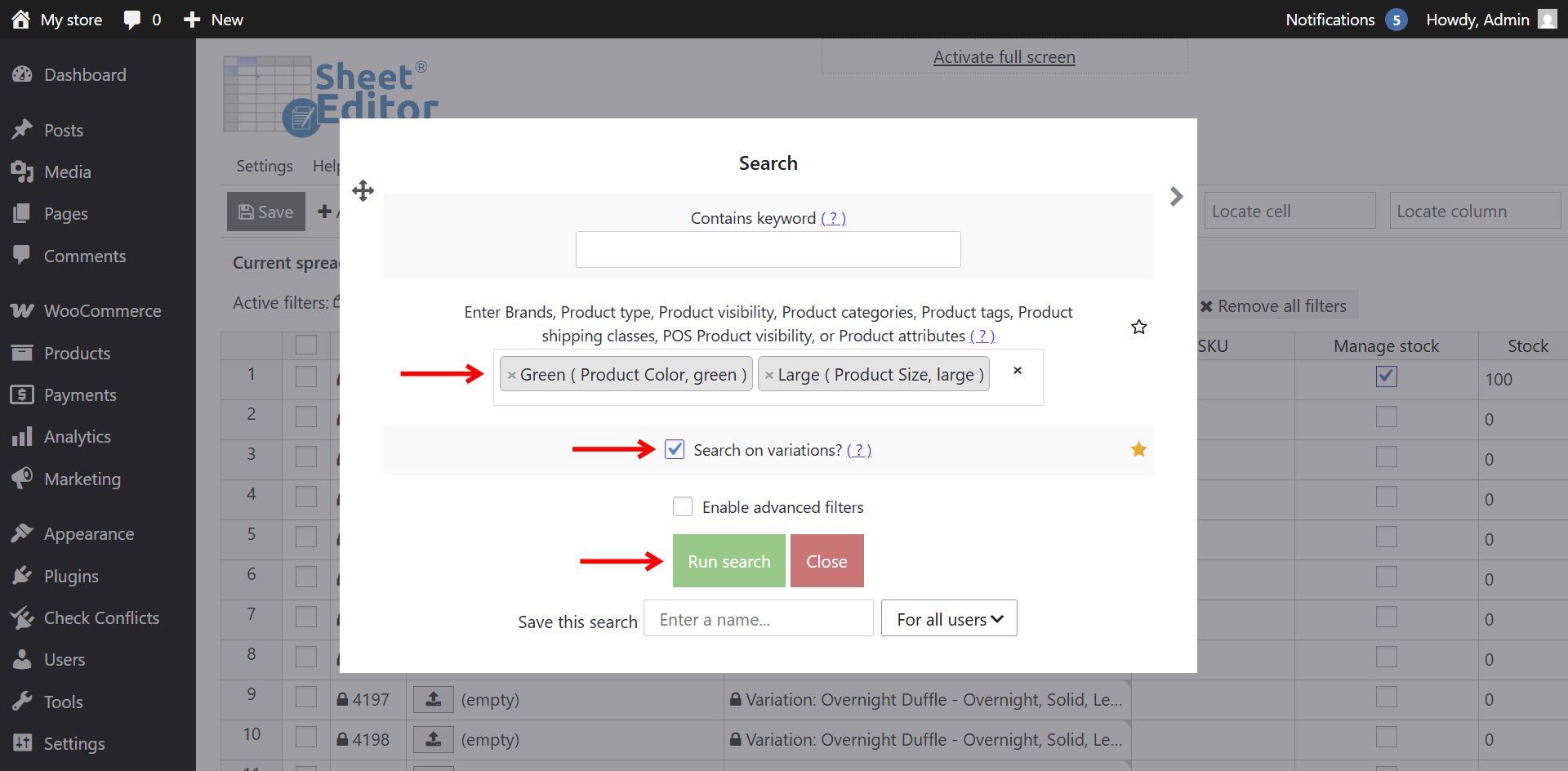 How to search for product variations by attribute