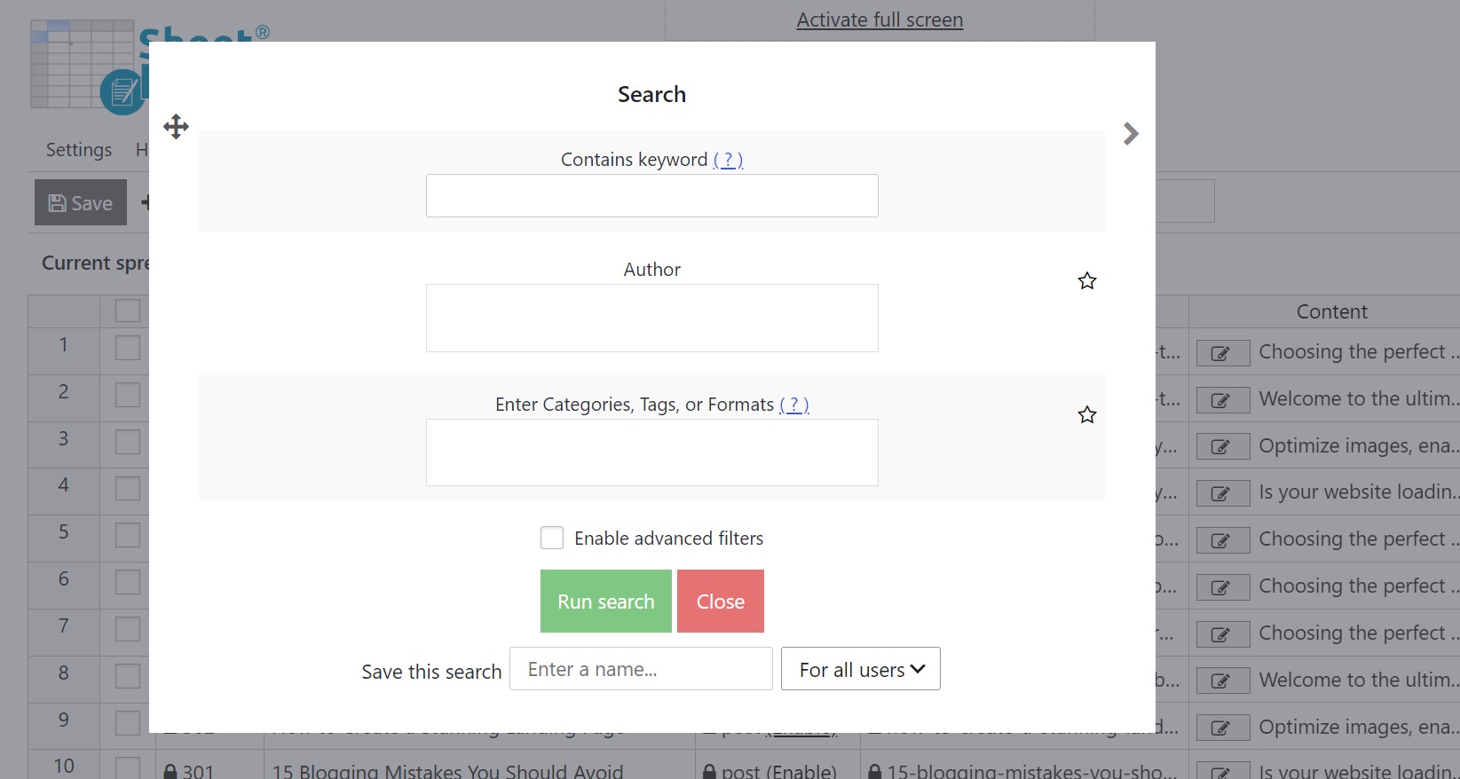 search for WordPress posts to convert into pages