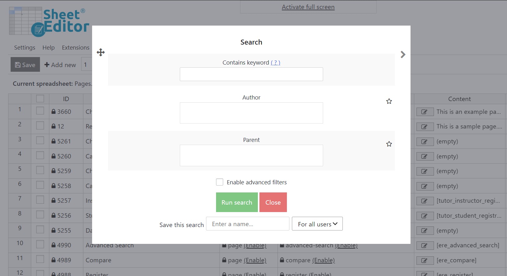 search for WordPress pages to convert into posts