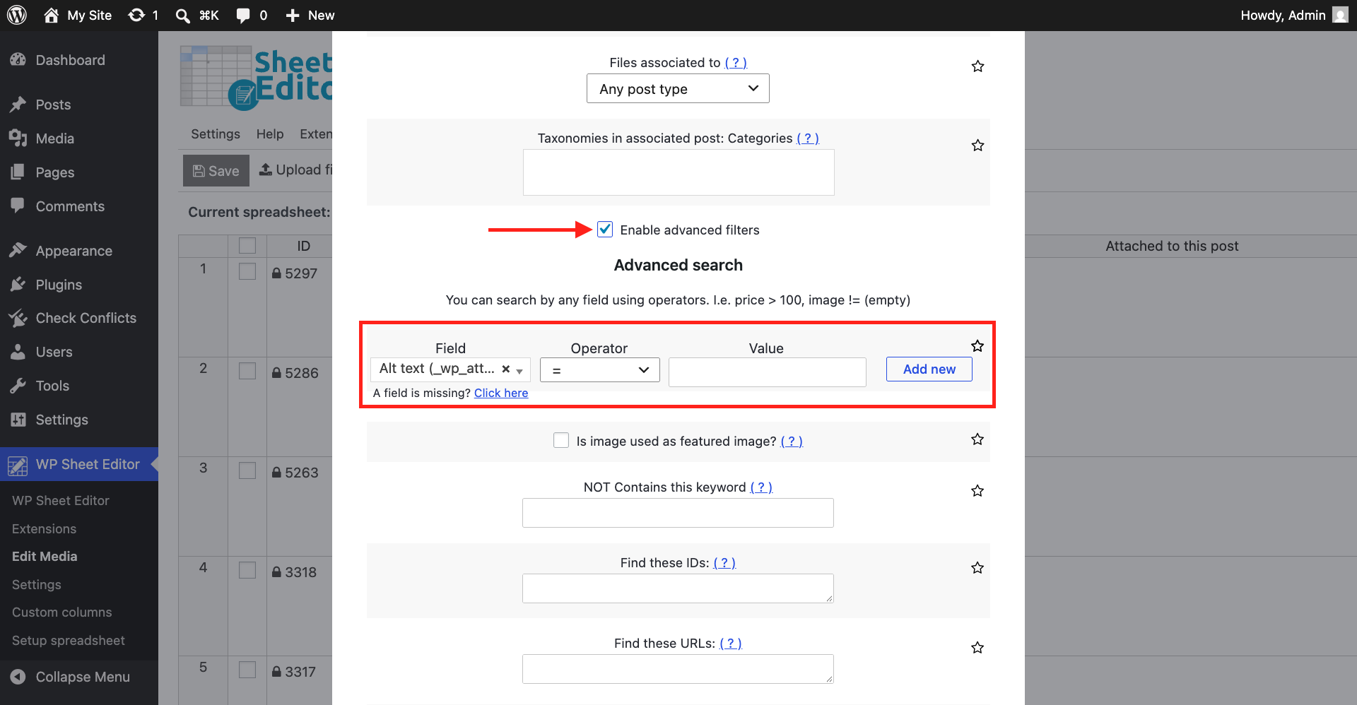 Filter WordPress Media Library images with empty alt text
