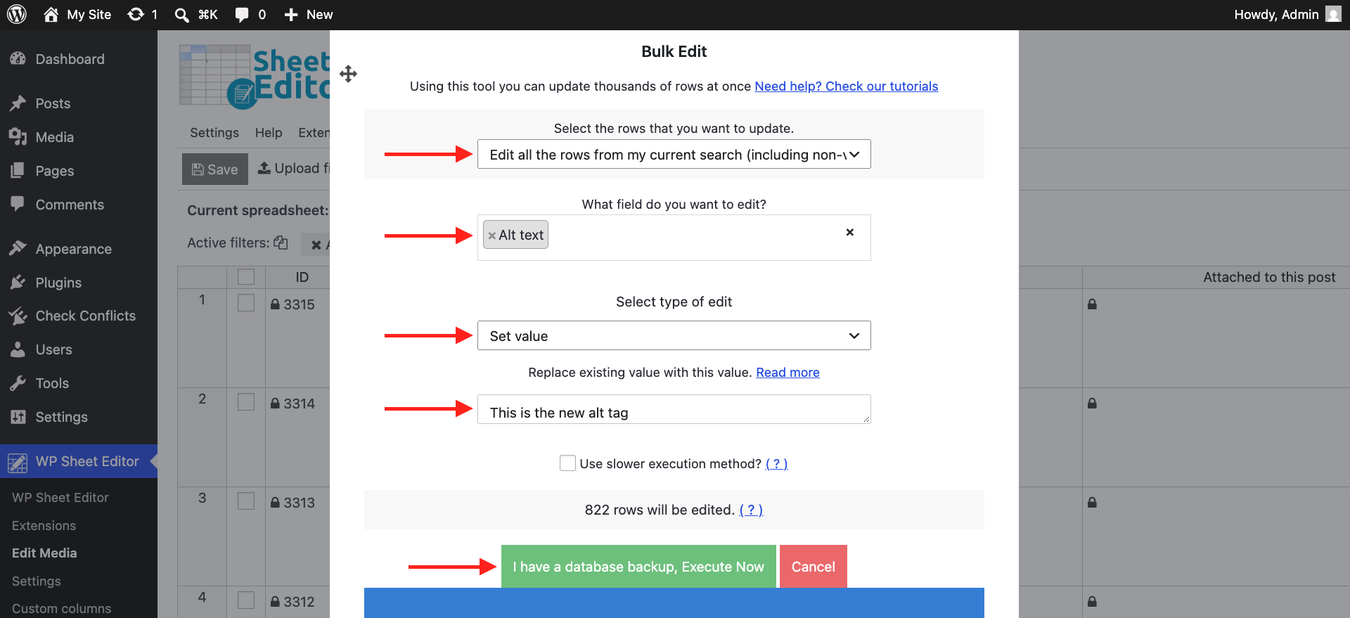 Set the same alt text for multiple WordPress images