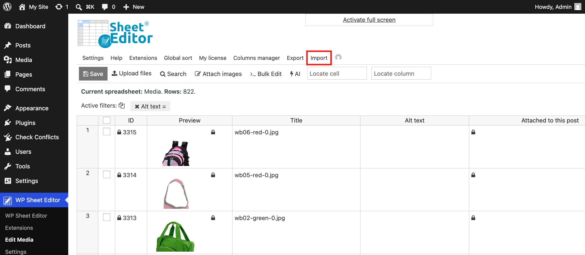 Import WordPress image alt text from a CSV file