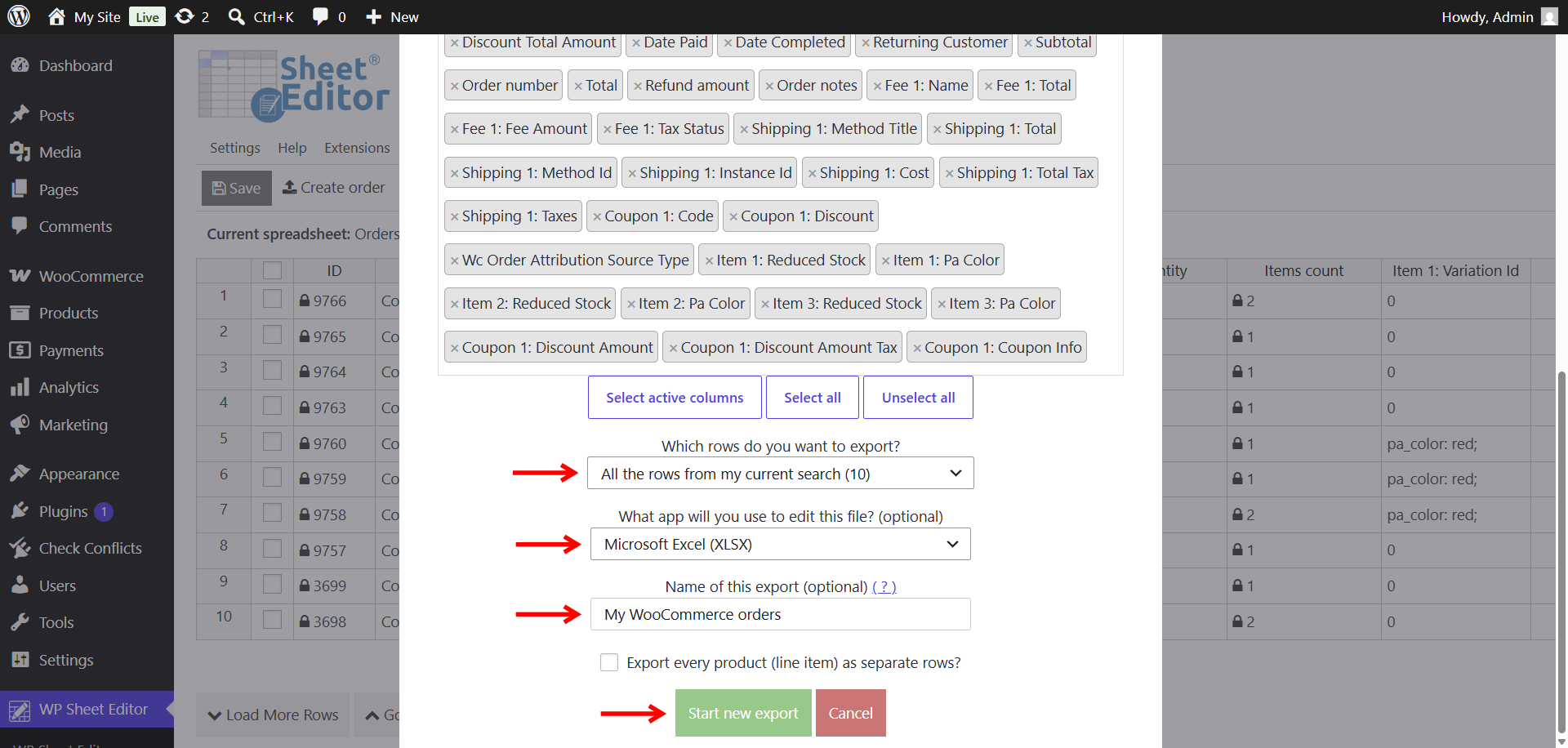 export-order-details-woocommerce-excel