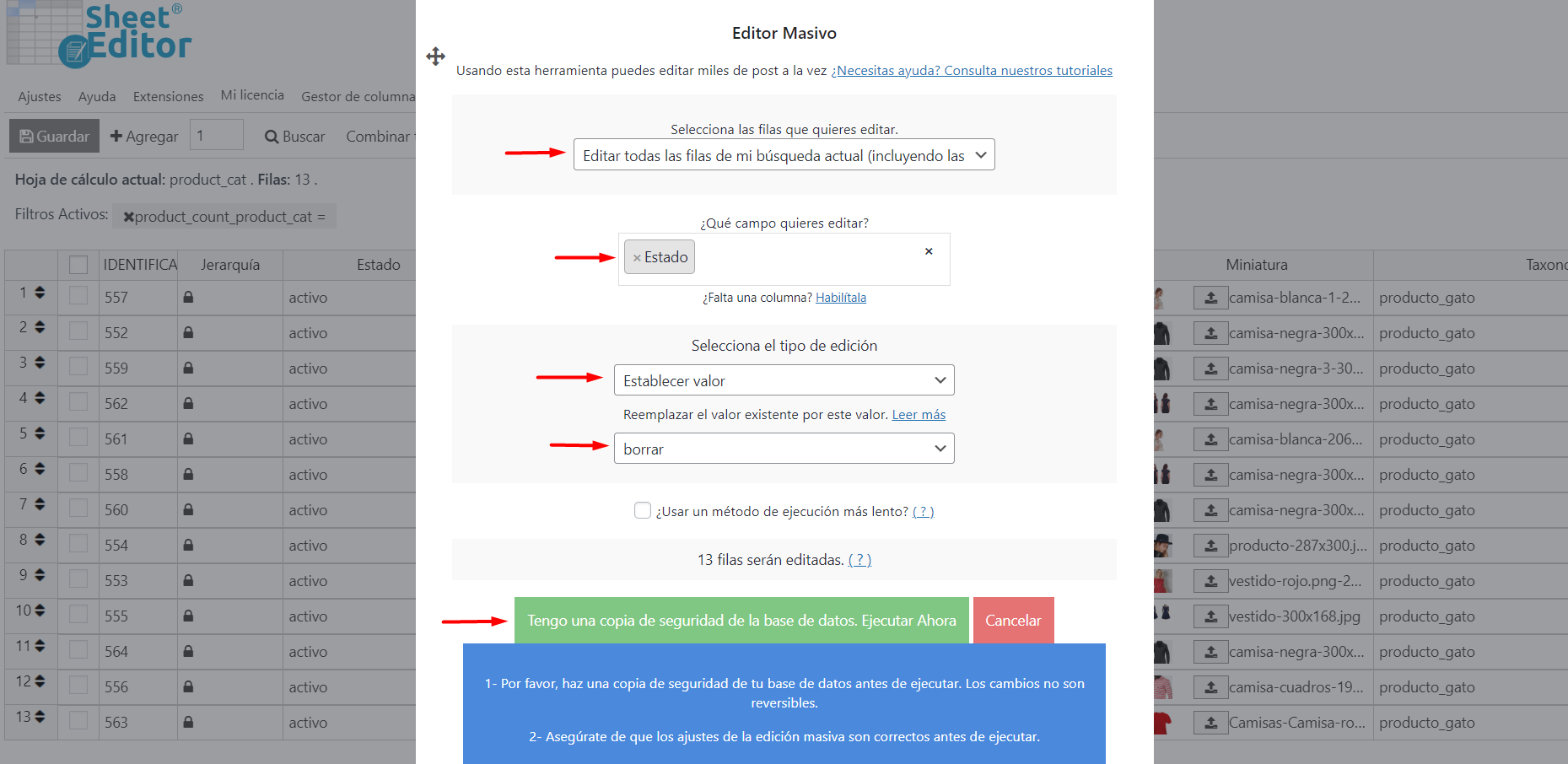 WooCommerce eliminar categorías atributos o etiquetas