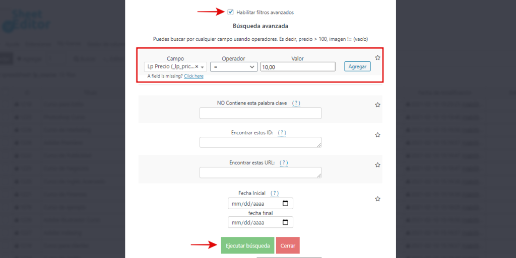 LearnPress cómo cambiar precios de cursos masivamente