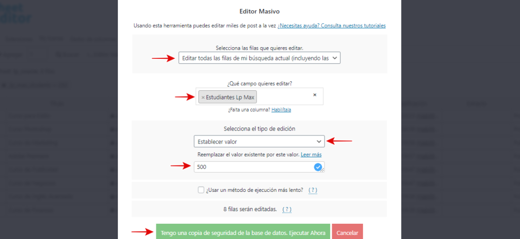 LearnPress editar número máximo de estudiantes
